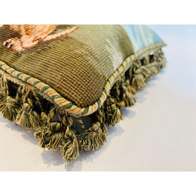 Vintage Throw Decorative Needlepoint Chihuahua Dogs Design Pillow For Sale - Image 11 of 11