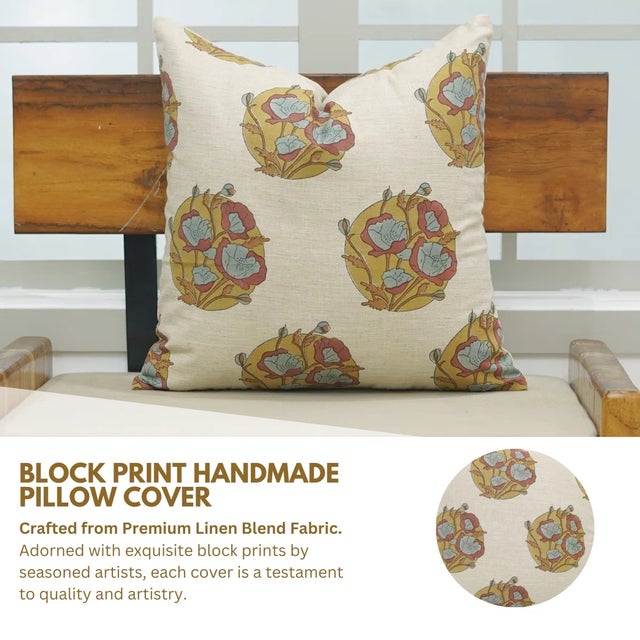 Infuse your space with warmth and charm through the Fabdivine "Sandhya Pushp" Pillow Cover, crafted from a soft,...