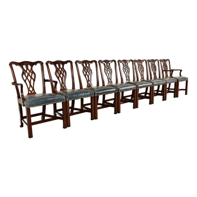 Councill Craftsmen Georgian Carved Mahogany Dining Chairs, Set of Eight For Sale
