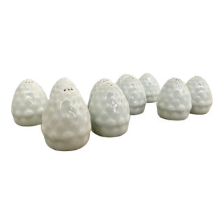 French Limoges White Porcelain Salt & Pepper Shakers Fashioned as Artichokes- Set of 10 (5 Pair) For Sale