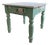 Pair of Hand-Refinished End Tables With Custom Soft Green Finish and Floral Detail For Sale