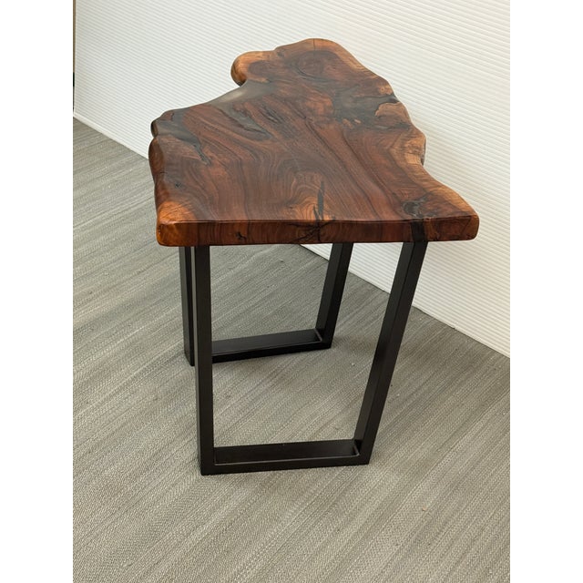 Walnut Live Edge Wood Slab Side Table For Sale - Image 10 of 12