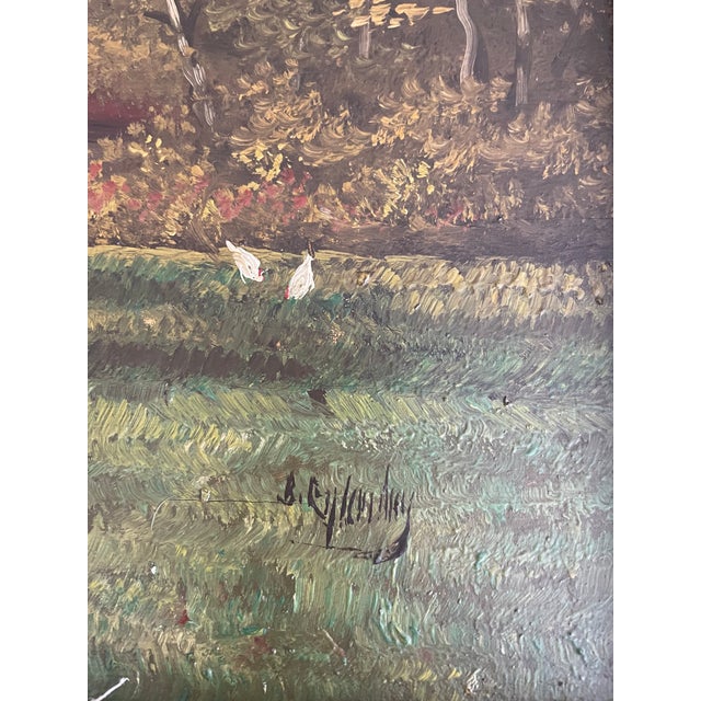 1900 - 1909 Antique 19th Century Landscape Rural Cottage Scene Oil Painting For Sale - Image 5 of 7