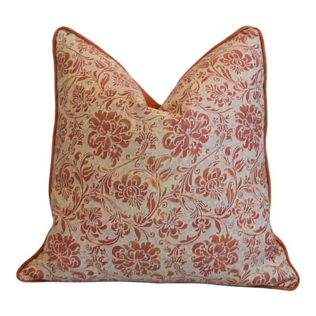 Venetian Italian Designer Mariano Fortuny Cimarosa Feather/Down Pillow 22" Square For Sale