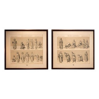 Racinet, Islamic Worship Postures, 1888, Prints, Set of 2 For Sale