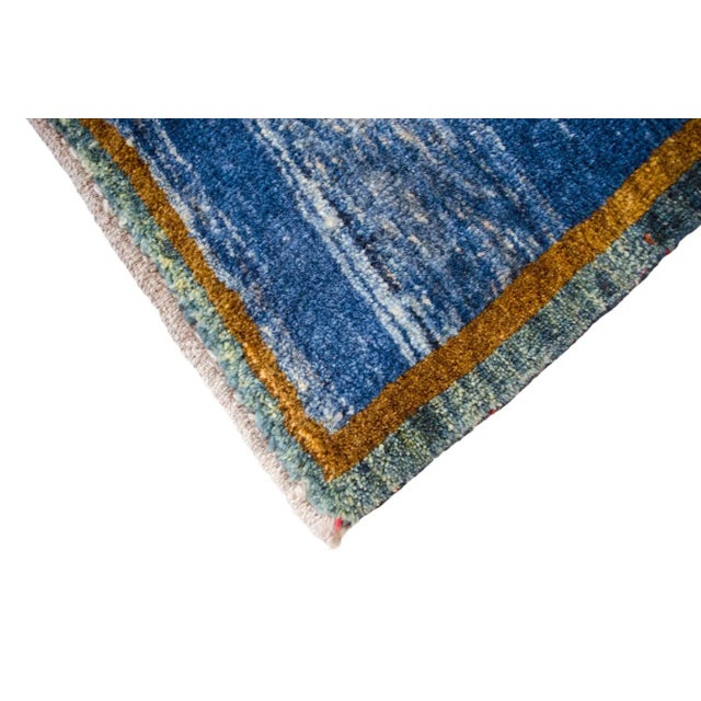 1980s Thicker Pile Rug Wavy Blue Gabbeh Rug Naturally Dyed - 6′1″ × 6′8″ For Sale - Image 9 of 12
