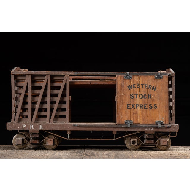 Folk Art Antique Handmade Pennsylvania Railroad Stock Car Model For Sale - Image 3 of 13