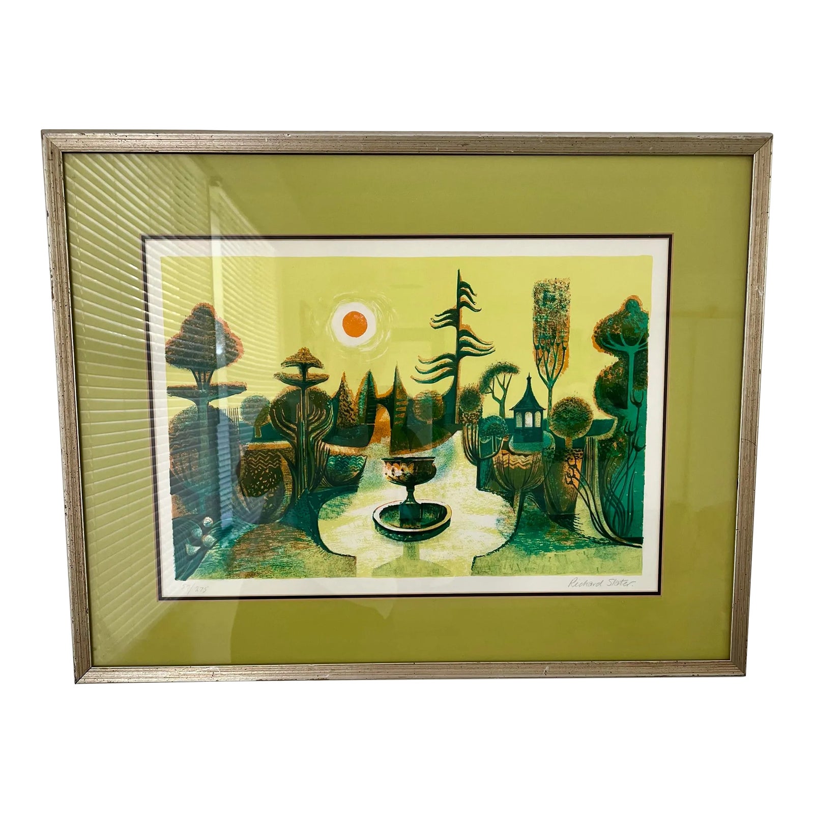 Richard Slater’s “Enchanted Garden” Pencil Signed Color Lithogragh 157/ ...