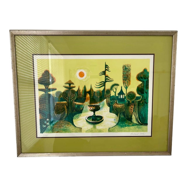 Richard Slater’s “Enchanted Garden” Pencil Signed Color Lithogragh 157/275 For Sale