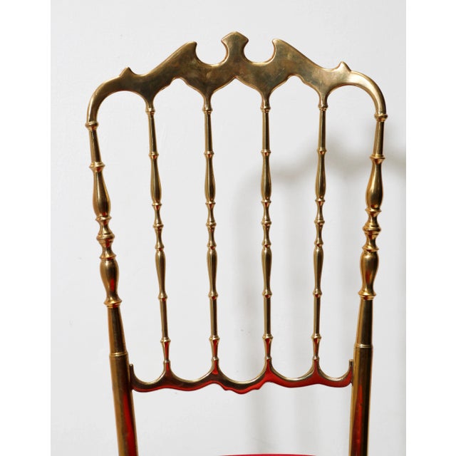 Chiavari Polished Brass Chiavari Chair With Red Velvet, Italy, 1960s For Sale - Image 4 of 10