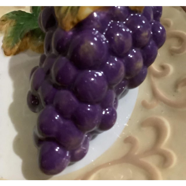 Realism Vintage Trompe L’Oeil 3d Fruit / Cheese Grapes Plate For Sale - Image 3 of 7