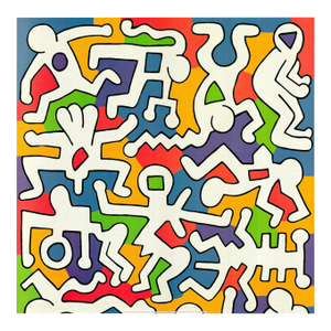1990s After Keith Haring - Untitled (Palladium Backdrop Detail) Vintage Fine Art Print Offset Lithography Poster 90s