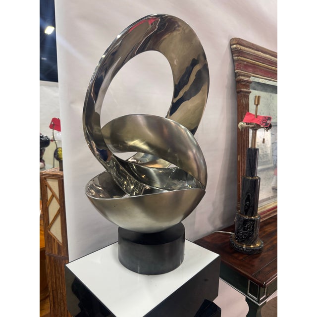 Abstract Late 20th Century Large 26” Modern Abstract Polished Steel Sculpture For Sale - Image 3 of 8
