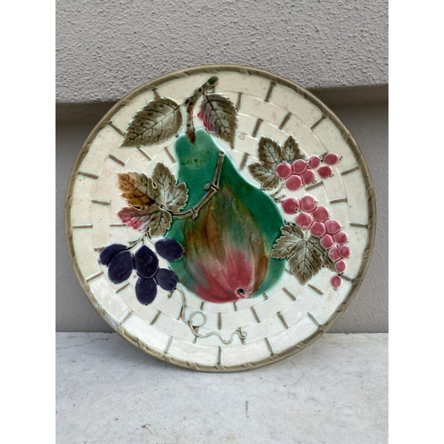 19th Century Victorian Majolica Pear Fruit Plate Wedgwood For Sale In Austin - Image 6 of 6