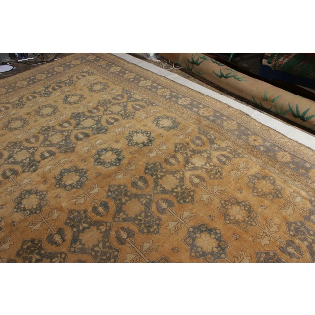1950s Hand-Knotted Vintage Ottoman Style Rug in Beige-Brown, Blue All Over Pattern For Sale - Image 5 of 9