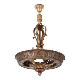 1930's French Bronze Chandelier For Sale