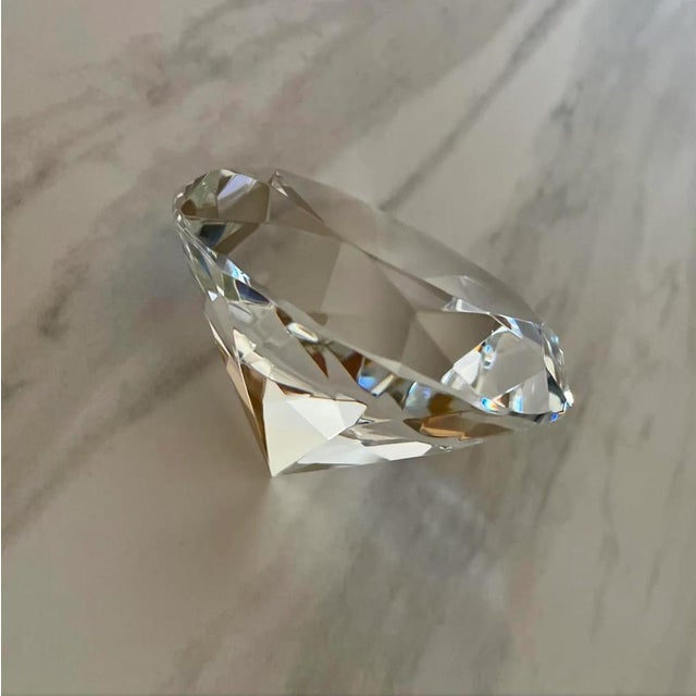 1980’s Diamond Crystal-Glass Paperweight For Sale - Image 4 of 7