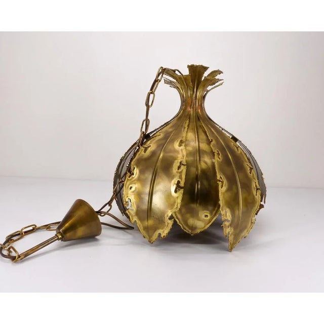 Metal Brutalist Brass Suspension Light by Svend Aage Holm Sørensen, 1960s For Sale - Image 7 of 10