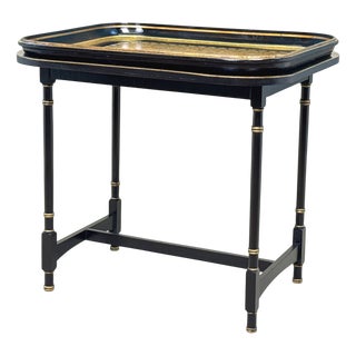 Antique Papier Mache Tray on Stand, 1875 For Sale