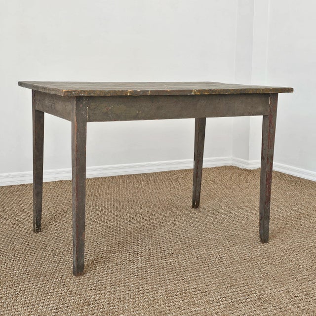 Late 19th Century Antique Primitive Painted Pine Farm Table - Circa 1870 For Sale - Image 5 of 13