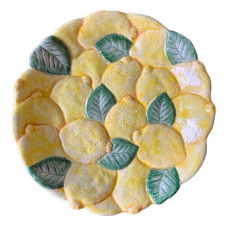 Vintage Fitz & Floyd Italian Majolica Lemon Serving Platter For Sale