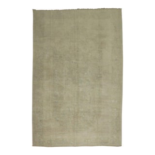 Neutral Vintage Turkish Oushak Rug For Sale