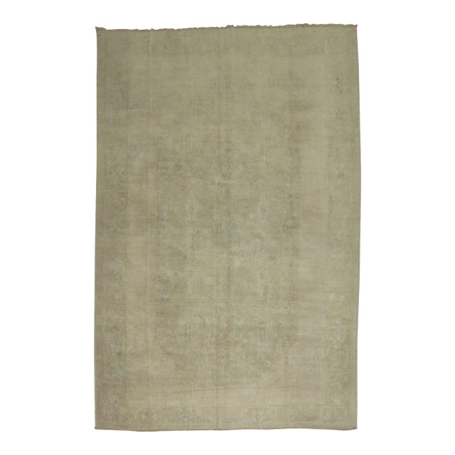 Neutral Vintage Turkish Oushak Rug For Sale