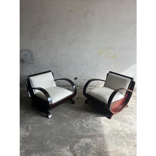 Art Deco Club Chairs in Curved Wood, Set of 2 For Sale - Image 6 of 10