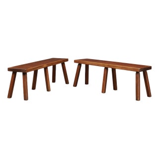 French Primitive Oak Bench with Rich Patina, 1960s For Sale