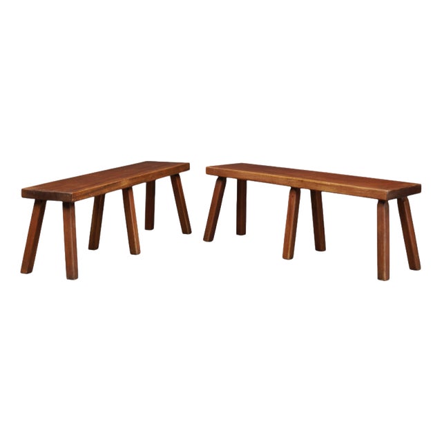 French Primitive Oak Bench with Rich Patina, 1960s For Sale