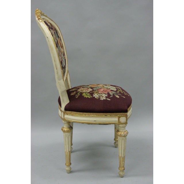 Antique French Louis XVI Style Carved Floral Needlepoint ...