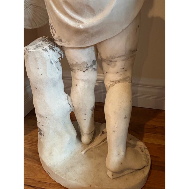 White Emil Wolff Carved Marble Child Young Girl Flower 1800s Sculpture For Sale - Image 8 of 13