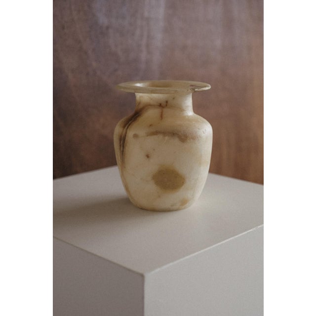 Stone Hand-Carved Egyptian Alabaster Vase For Sale - Image 7 of 13