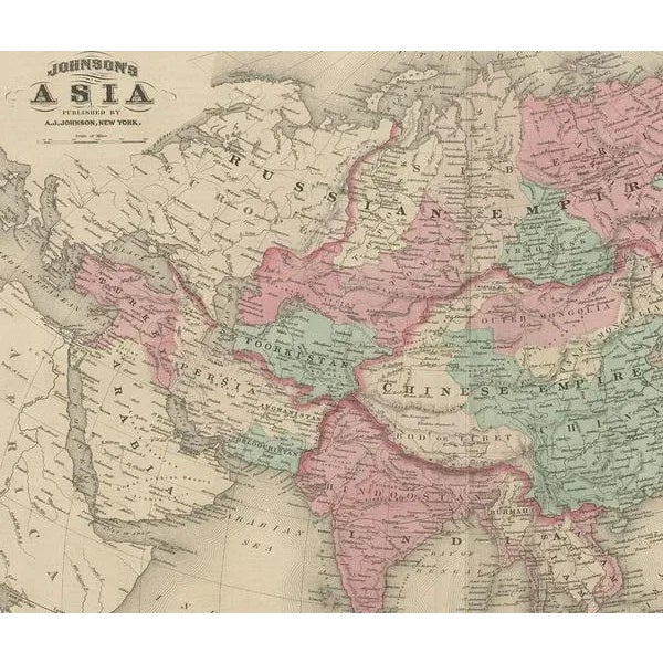 Antique Map of Asia by Johnson, 1872 For Sale - Image 3 of 5