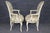 Pair of Distressed French Louis XV Style Painted Arm Chairs W/ Toile Upholstery For Sale - Image 4 of 14
