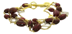 Ron Hami Diamond Pink Tourmaline 5 Strands 18k Gold Toggle Clasp Bracelet