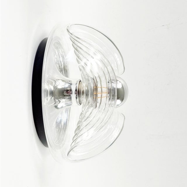 Mid-Century Space Age Glass Wave Wall Lights by Koch & Lowy for Peill & Putzler, Germany, 1970s, Set of 3 For Sale - Image 4 of 12
