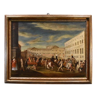 Workshop of Michelangelo Cerquozzi, Carnival Rome Piazza Colonna, 1640, Oil on Canvas For Sale