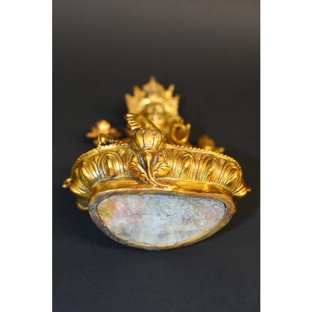 Gilt Bronze Tibetan Green Tara For Sale - Image 12 of 13
