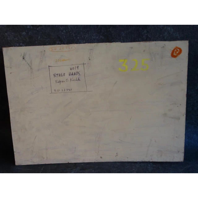 Edgar O Kiechle - Stage Hands at the Ballet - Oil on Board For Sale In Los Angeles - Image 6 of 7