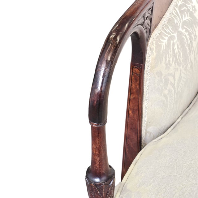 Brown Federal Style Mahogany Inlaid Settee With Shield Back 68" For Sale - Image 8 of 17