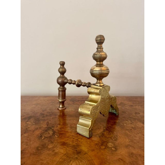 Victorian Brass Fireplace Set, 1890, Set of 6 For Sale - Image 4 of 10