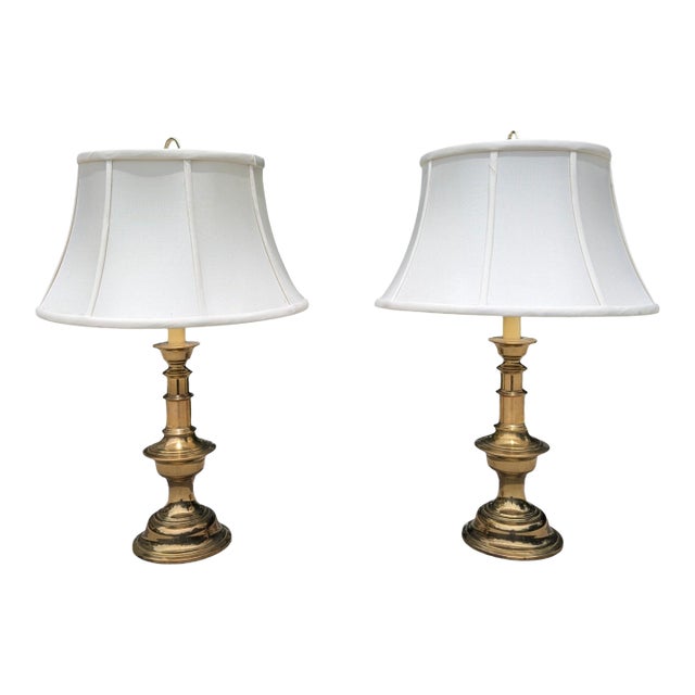 Vintage Solid Brass Stiffel Table Lamps- A Pair For Sale