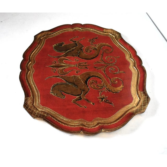 Mid 20th Century Mid-Century Extra Large Florentine Tray With Seahorses For Sale - Image 5 of 11