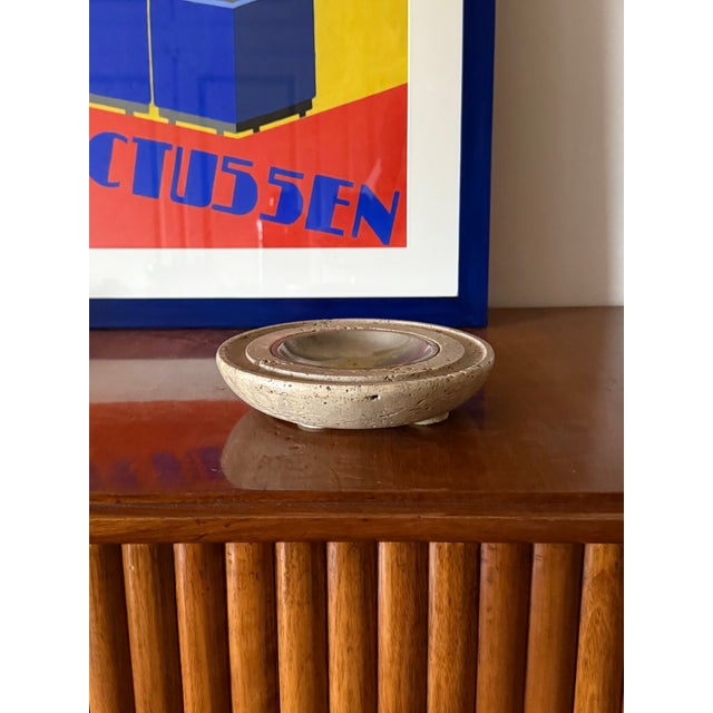 Stone Travertine & Brass Vide Poche / Ashtray, Cerri Nestore, Italy, 1970s For Sale - Image 7 of 8