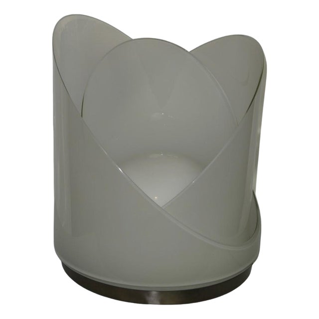 Large Vintage White Glass Lamp attributed to Mazzega, 1974 For Sale