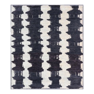 Modern Abstract-Modern Black and White Rug by Keivan Woven Arts 9'6 X 12'1 For Sale