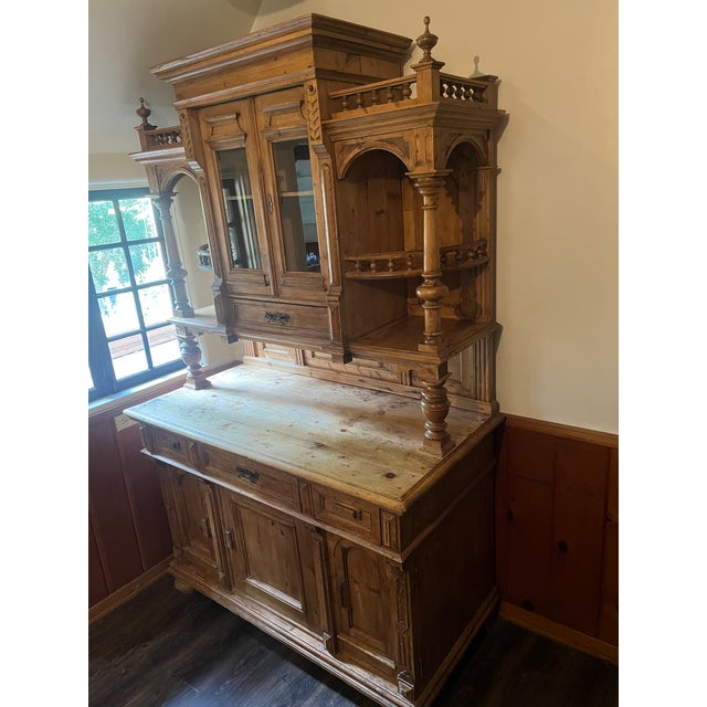 Rustic European Late 19th Century Central European Pine Sideboard With Hutch For Sale - Image 3 of 8