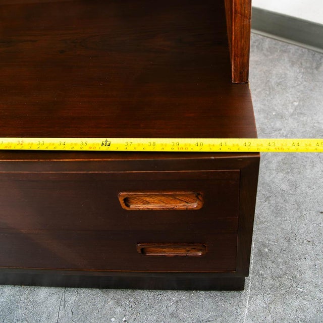 Mid Century Danish Modern Rosewood Shelving Unit Bookshelf Cabinet Drawers MCM For Sale - Image 10 of 10