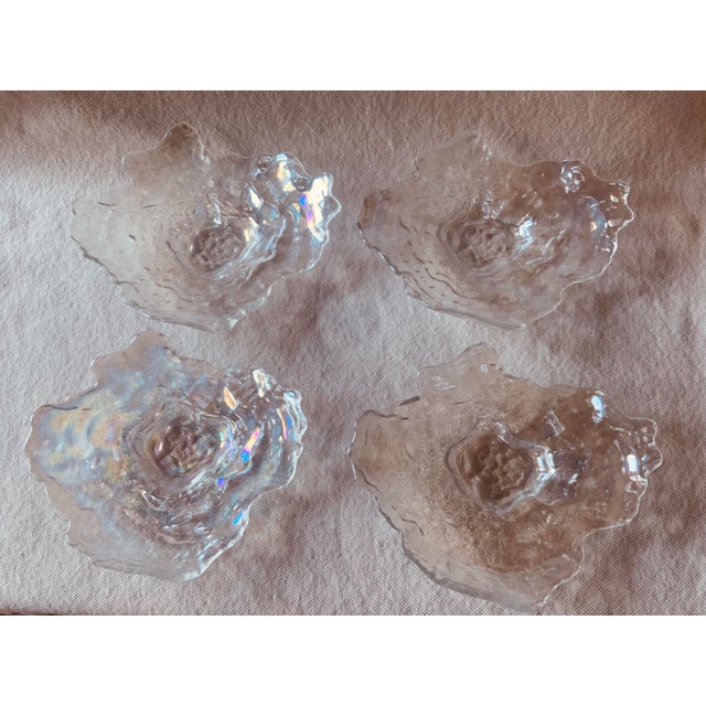 Glass Set of Four French Iridescent Crystal Organic-Form Plates, Circa 1960s For Sale - Image 7 of 18